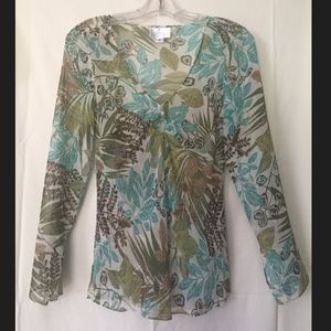 LOFT Long Sleeve, Sheer Blouse