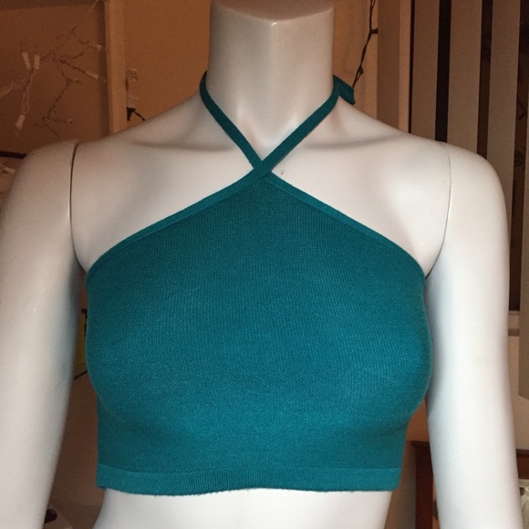 Teal Halter-Crop Top