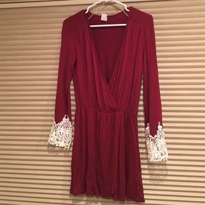 A maroon dress