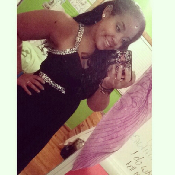 Black full length prom dress
