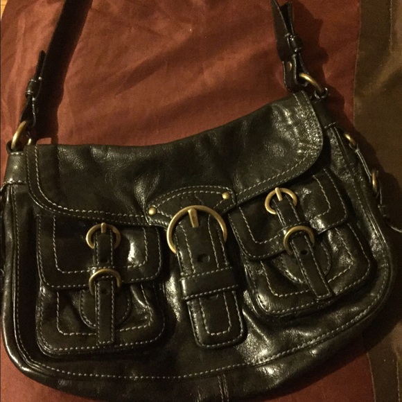 Leather coach shoulder bag