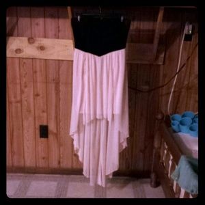 High low dress Pink and black sweetheart neckline