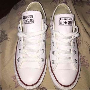 Like New White Leather Converse