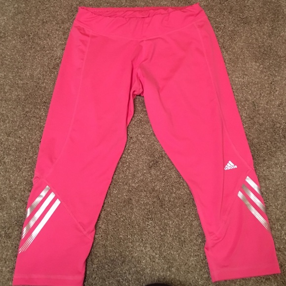 Hot pink adidas crops 💗