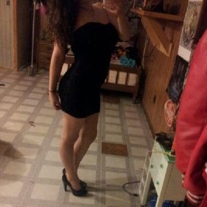 Black fitted bodycon club dress cheetah