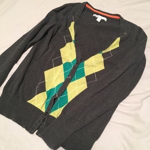 Old Navy- Gray Argyle Cardigan