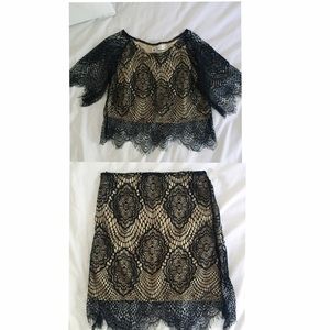 Lace two piece crop top and skirt