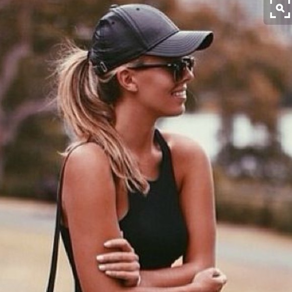 Leather Baseball Cap in 100% Black Leather