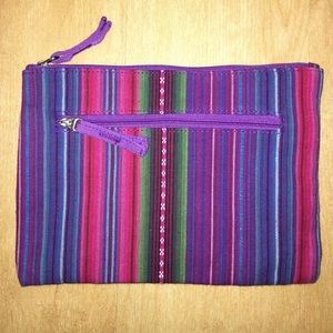 Brand new striped canvas purse/make up bag/pouch.