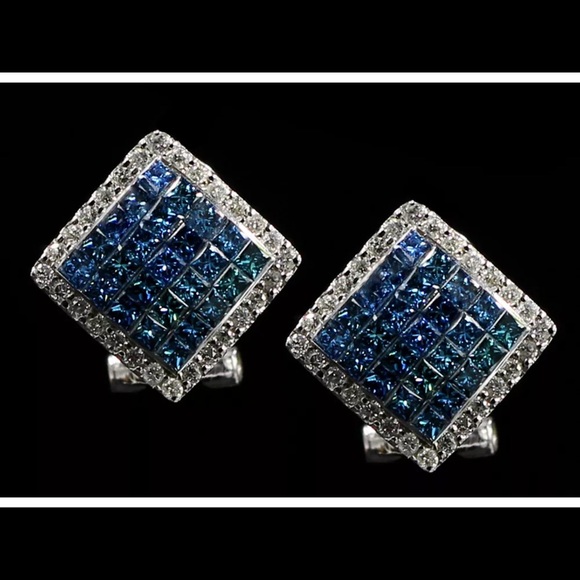 1.53 Ct. Princess Cut & Round Cut Diamond Earrings