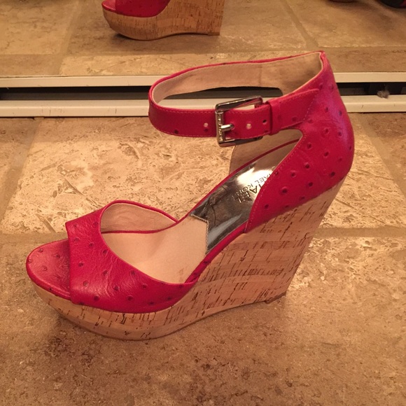 Michael Kors red wedge