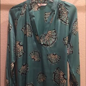 Tucker long sleeved silk blouse