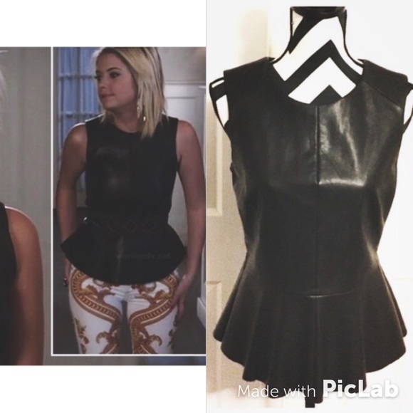 Faux leather peplum top