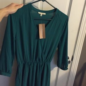 Green chiffon wrap dress