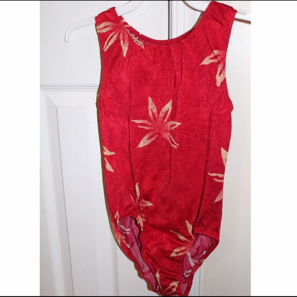 Red Floral Gymnastics Leotard