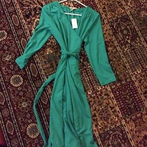Springy teal wrap dress