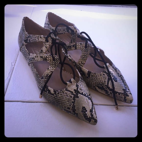 Topshop Shoes - Snake skin lace up flats Topshop Shoes - Snake skin lace up flats
