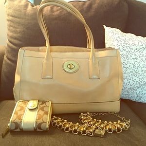 Coach buckskin purse tote