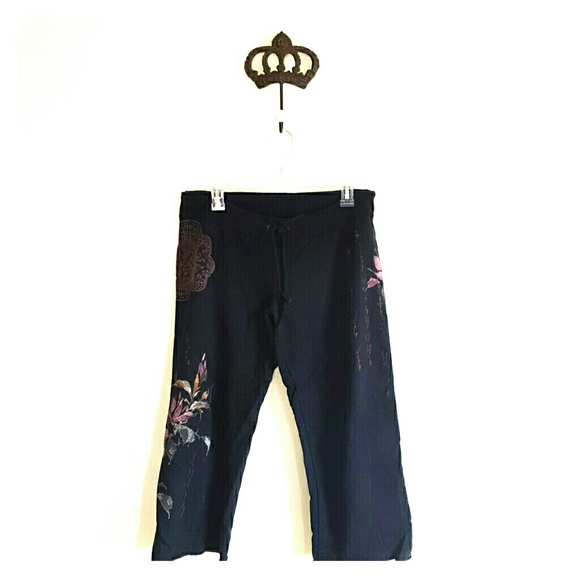 Drawstring cropped sweatpants with print