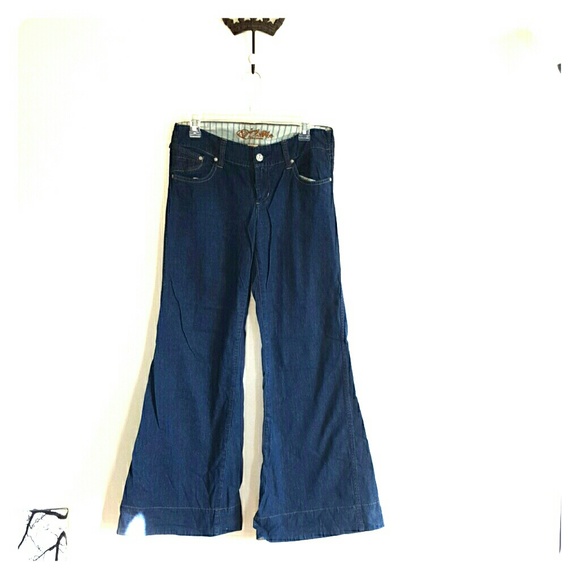 Jessica Simpson Wide leg dark blue low rise jeans