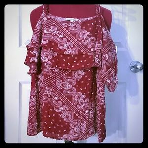 Charlotte Russe cold shoulder bandanna blouse NWT