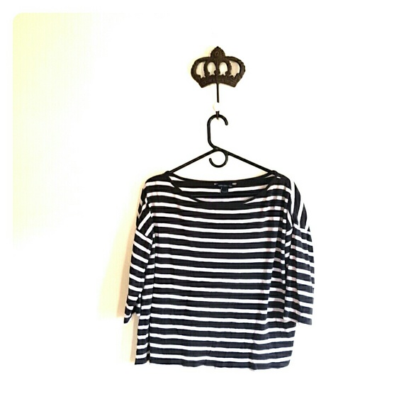 Black and white striped loose fit boxy top