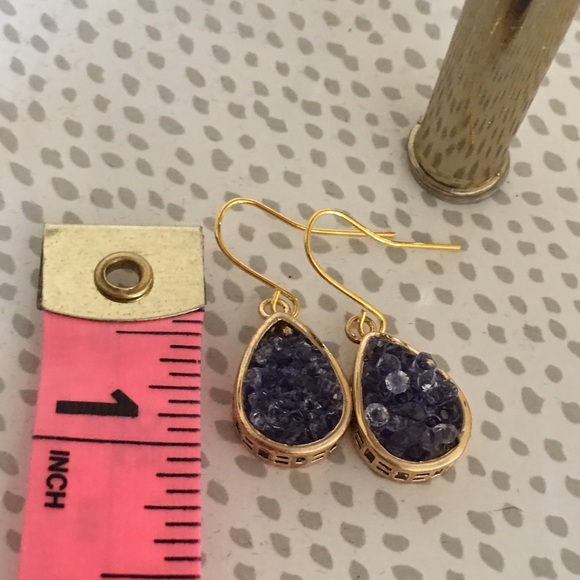 ❗️ONE DAY SALE❗️Gray Rock and Crystals Earrings - Picture 4 of 4