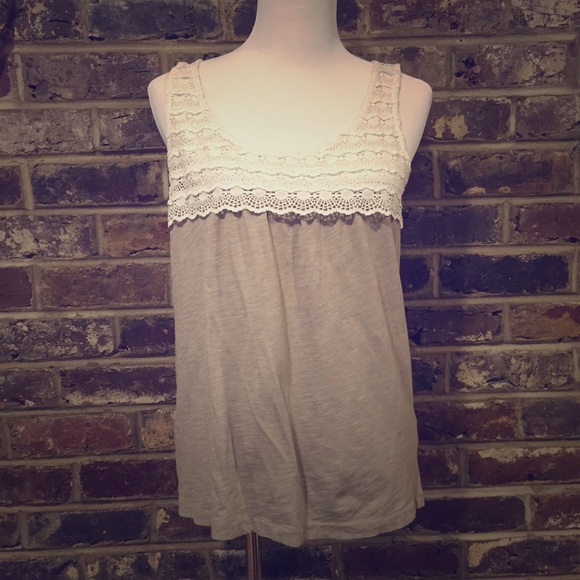 J Crew Lace Top Tank with Gray Slub Bottom - Small