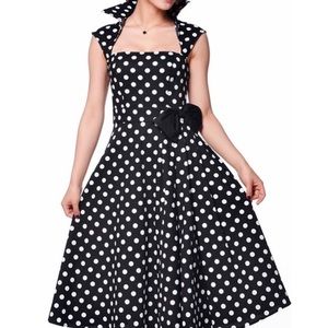❤️PLUS SIZE❤️Black Polkadot Rockabilly Dress