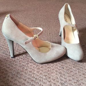 Guess Faux Suede Mary Jane Pumps (Beige)