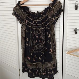 Anna Sui print silk peasant tunic