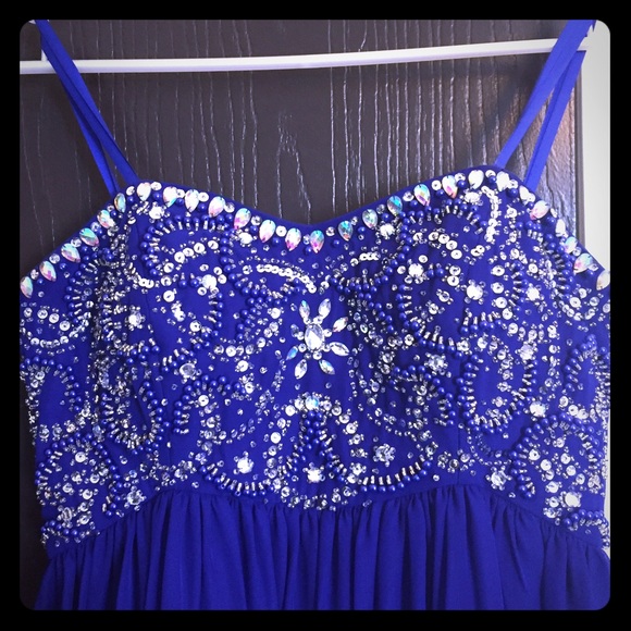Royal blue Beaded prom dress
