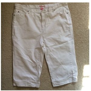White Tummy Control Denim Capris