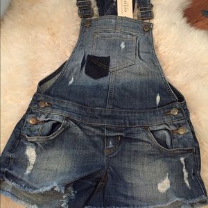 Guess jeans denim cut off shorts overalls xs new