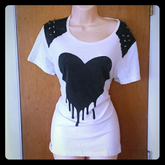Forever21 Melting Heart and Studs Tee