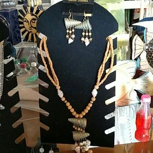 Fashion necklace and earrings.