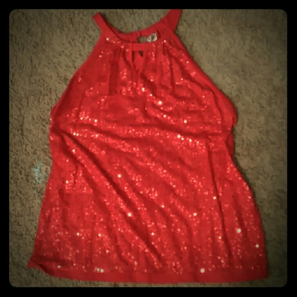 Red Sequinned halter top