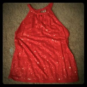 Red Sequinned halter top