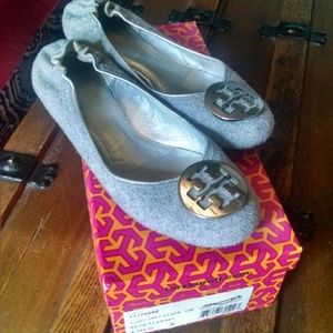 Tory Burch Reva flannel grey flats