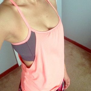 Coral and gray, athletic tank