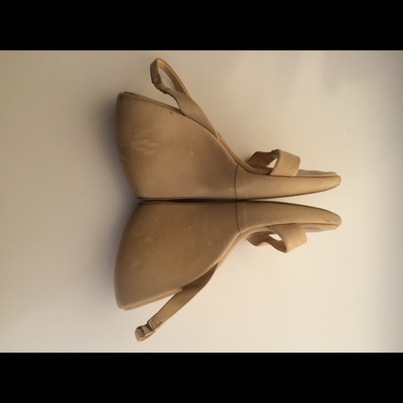 Prada Shoes - Prada Creme Wedge Sandals Sz 37.5