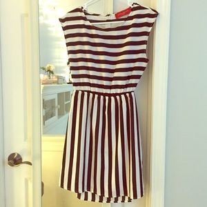 Akira Striped Cut Out back Dress