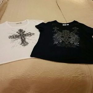 White and Navy embellished tees