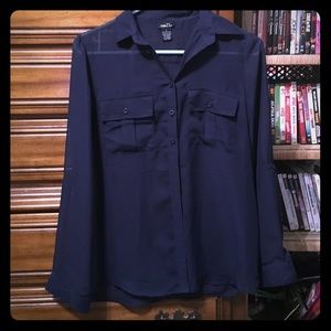 NWOT navy blue sheer button up from rue 21 size S