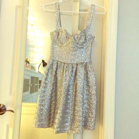 Topshop Silver Sequined Dress