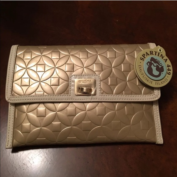 NWT Spartina 449 Metallic Gold Clutch