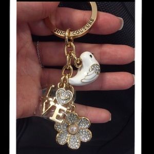 Juicy Couture 3D Pave Flower, Love, Dove Key Chain