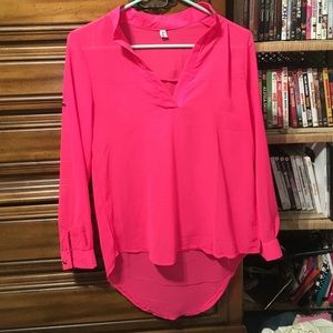 Hot pink high low sheer top