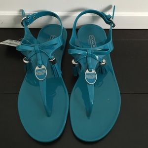 Coach Teal Jelly Sandals