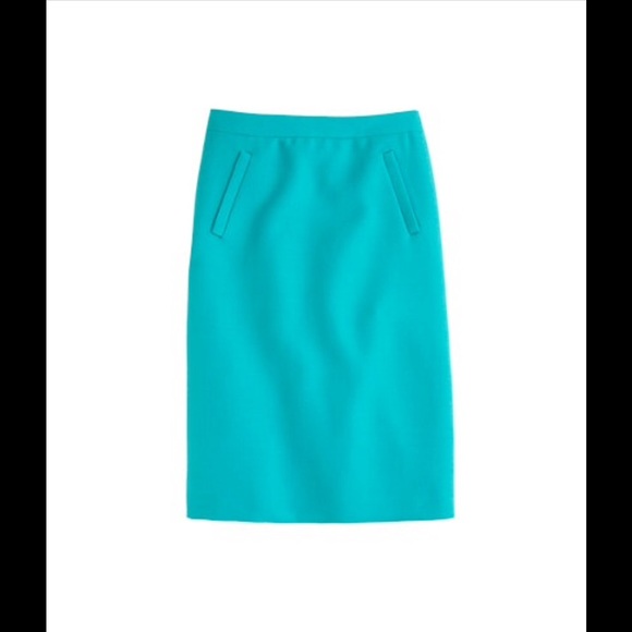 J.Crew Double-Serge Wool Sterling Skirt Teal 00P